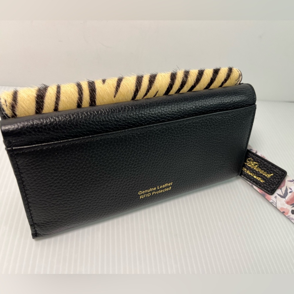 Ashwood Leather UK Genuine Pebble Leather Trifold Envelope Wallet wHaircalf flap - Picture 6 of 16